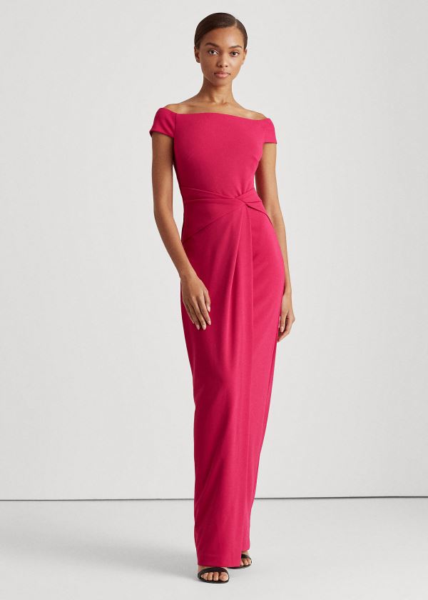 Vestidos Ralph Lauren Mujer Fucsia Claro - Crepe Off-the-Shoulder - BXMOR8627